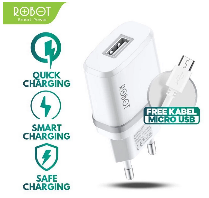 ROBOT RT-K7 Quick Charge Output 5V/1A Fireproof Charger White