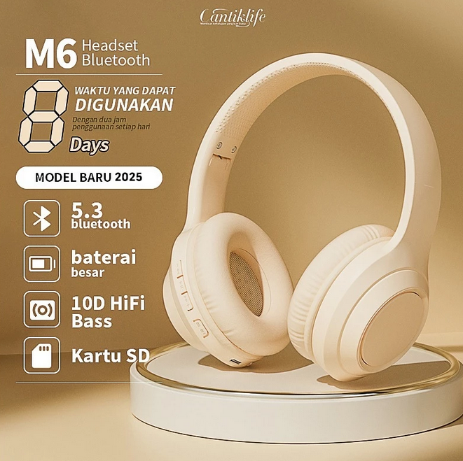 M6 Headphone Bluetooth 5.3 Dual HIFI Stereo Noise Reduction Bass Wireless Earphone Gaming Headset